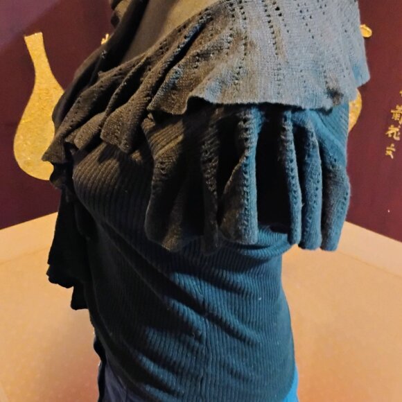 Ralph Lauren ruffled snap up sweater, short sleeve cardigan - Picture 7 of 9